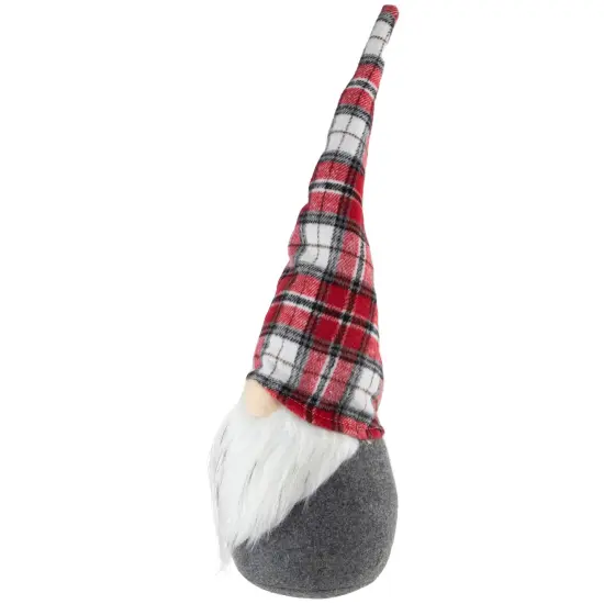 Northlight Gnome with Pointy Plaid Hat Christmas Figure - 18.75" - Gray and Red {7}