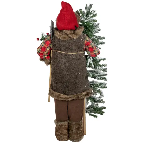 Northlight 48" Santa Claus with Artificial Flocked Alpine Tree Christmas Figure Brown {6}