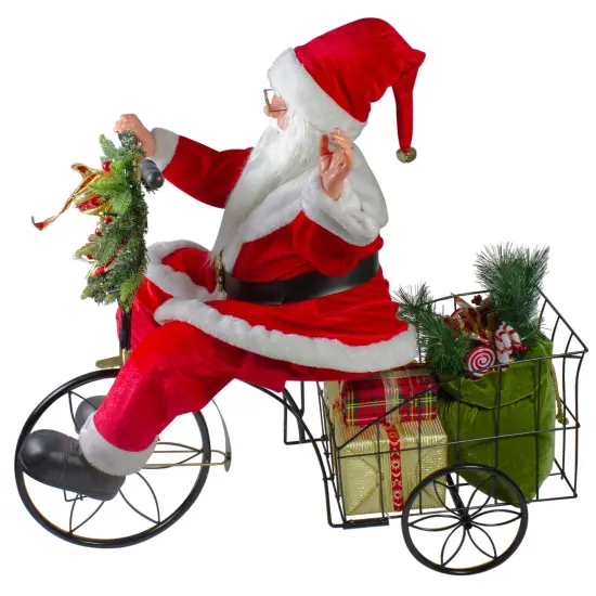 Northlight 32" Pre-Lit LED Animated and Musical Santa Claus Riding a Tricycle Christmas Figurine Red {4}