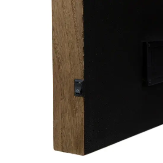 Northlight Lighted "Merry Christmas" Poinsettias Wood Framed Christmas Plaque - 15.75" Brown {4}