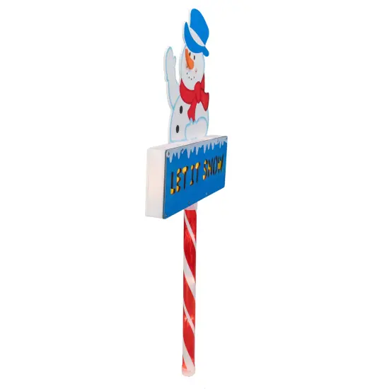Northlight 28.5" Lighted Snowman 'LET IT SNOW' Christmas Lawn Stake - Clear Lights Blue {4}