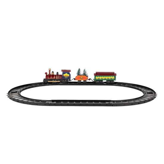 Northlight Animated Christmas Train Set Carrying Frosted Pine Trees - 9-Piece Red {7}