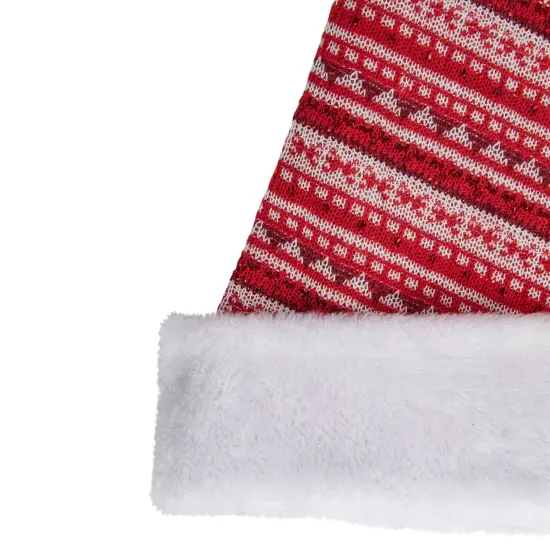 Northlight 17" Red and White Nordic Striped Santa Hat With Pom Pom {4}