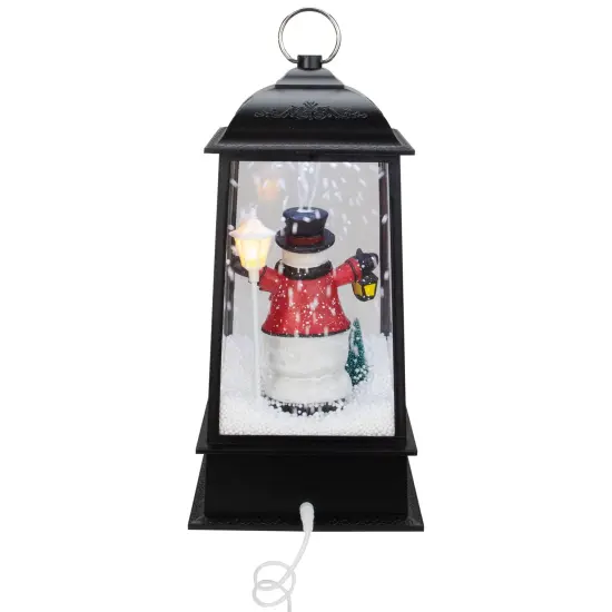 Northlight Lighted Snowman Christmas Lantern with Falling Snow - 13" - Black {5}