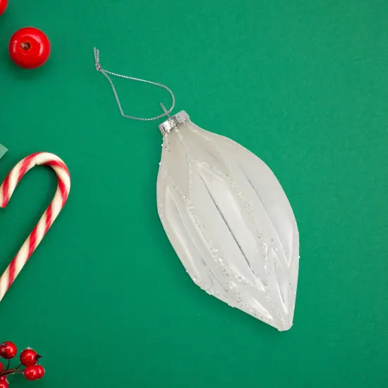 Northlight 4.5" White and Silver Glitter Finial Glass Christmas Ornament {3}