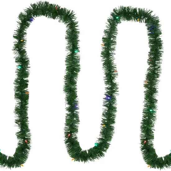 Northlight 18' x 3" Pre-Lit Pine Artificial Christmas Garland, Multicolor LED Lights Green {4}
