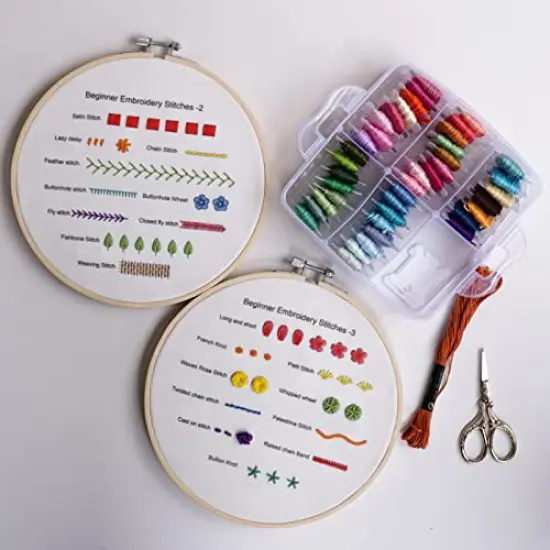 Beginners Embroidery Stitch Practice kit, 3 Sets Embroidery Kit to Learn 30 Different Stitches for Craft Lover Hand Stitch with Embroidery Fabric with Embroidery Skill Techniques {3}