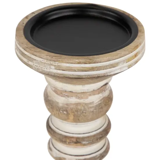 Northlight Set of 2 Brown Etched Antique Style Pillar Candle Holders 12" {6}