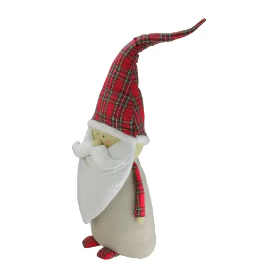 Northlight Santa Claus Gnome with Plaid Hat Christmas Figurine -26" White {4}