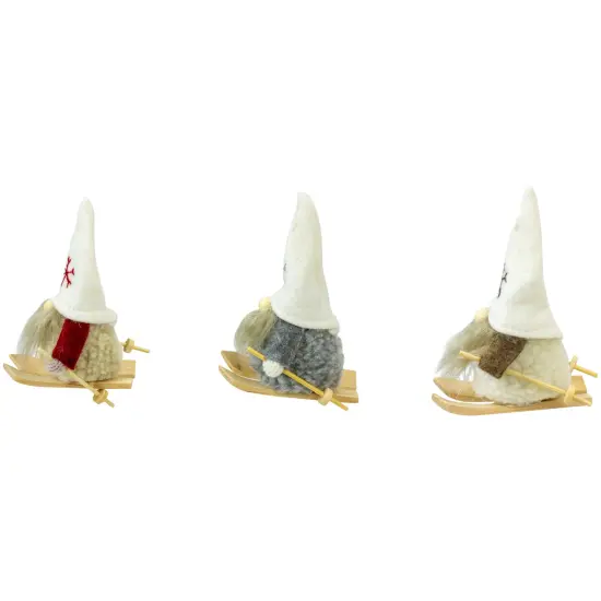 Northlight Set of 3 Skiing Gnomes Christmas Ornaments 4.5" White {6}