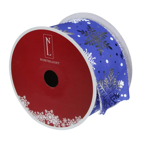 Northlight Blue and Silver Snowflake Christmas Wired Craft Ribbon 2.5" x 16 Yards {4}