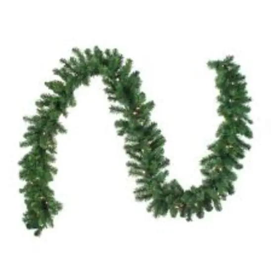 Northlight Pre-Lit Battery Operated Canadian Pine Artificial Christmas Garland - 9' x 10" - LED Multi Lights Green {5}