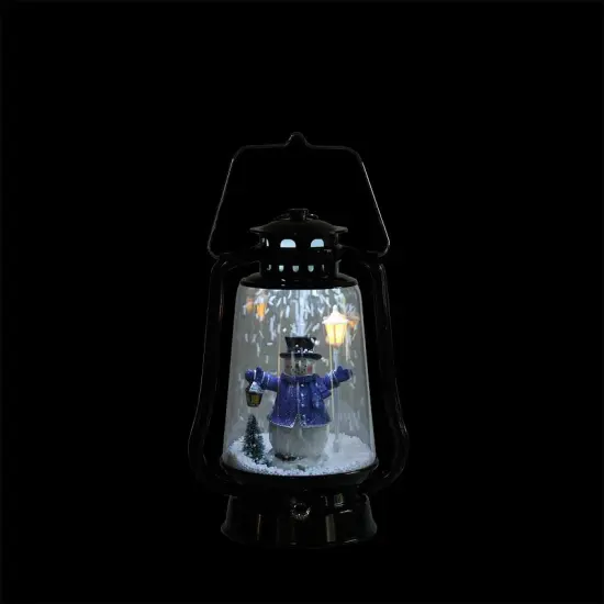 Northlight Lighted Musical Snowman Snowing Christmas Lantern - 13.5" - Black {5}