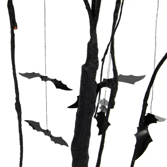 Northlight LED Lighted Glittered Halloween Willow Tree with Bats - 24" - Orange Lights Black {6}