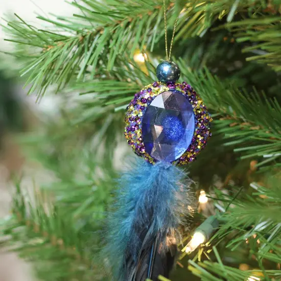 Northlight 10" Purple and Gold Regal Peacock with Jewel Hanging Tassel Christmas Ornament {4}