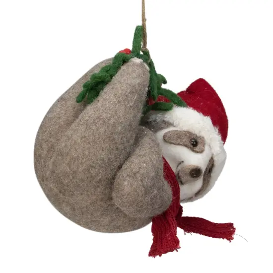 Melrose 12.75" Brown and Red Sloth Hanging Christmas Ornament {5}