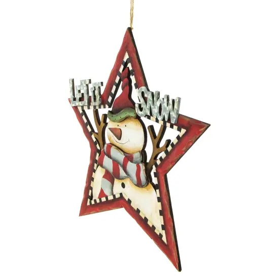 Northlight 13.25""Let it Snow" Snowman Star Hanging Christmas Sign White {6}