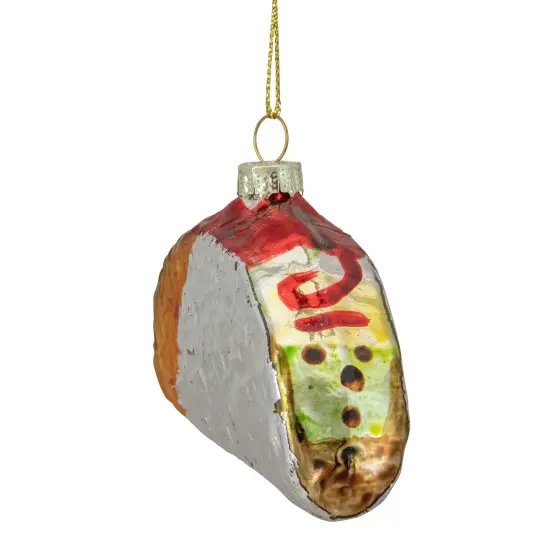 Northlight 4" Silver and Gold Taco Glass Christmas Ornament {6}