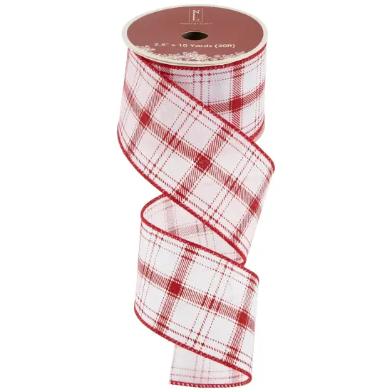 Northlight Red and White Plaid Wired Craft Christmas Ribbon 2.5" x 10 Yards {7}