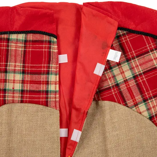 Northlight 48" Burlap and Red Plaid Christmas Tree Skirt {6}