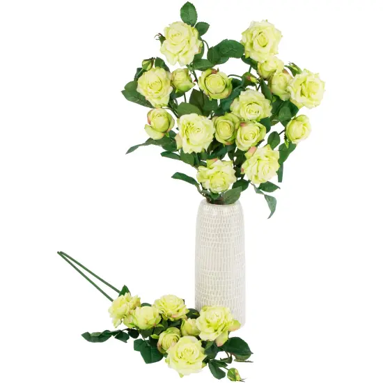 Northlight Real Touch&trade; Yellow and Green Artificial Rose Floral Sprays, Set of 6 - 35" {6}