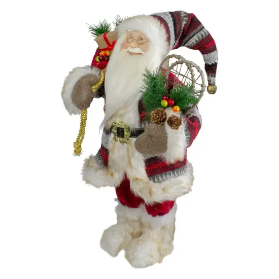 Northlight 18" Standing Santa Christmas Figure with Snow Shoes and Fur Boots Red {4}