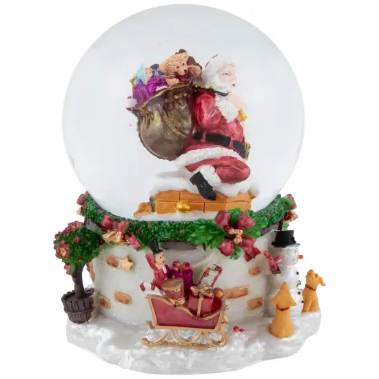 Northlight Santa Claus in Chimney Musical Christmas Snow Globe - 7" Red {4}