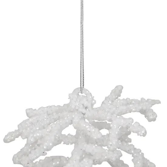 Northlight 5" White and Silver Glitter Pine Cone Christmas Ornament {4}