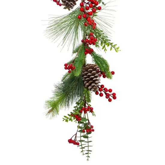 Northlight Berry Pinecones and Eucalyptus Artificial Christmas Garland - 5' x 10" - Unlit Green {5}