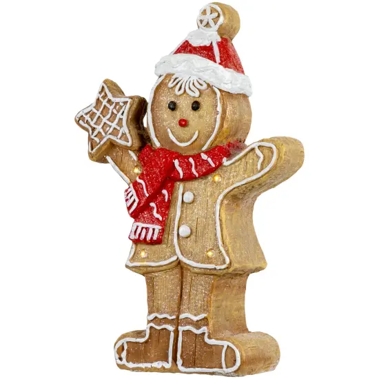 Northlight LED Lighted Gingerbread Boy with Frosted Cookie Star Christmas Figurine - 15.5" Brown {6}