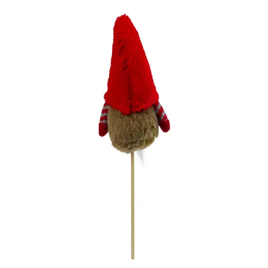 Northlight 11.5" Tiny Gray Faux Fur Santa Gnome with Red Hat and Striped Arms on a Stick Christmas Decoration {5}