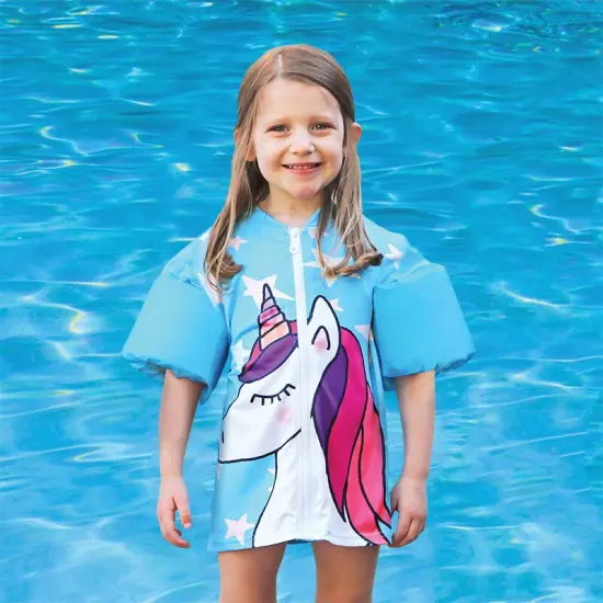 Swim Central 18-Inch Turquoise Girls Swim Shirt "Making Magic" Floaties With a Unicorn Blue {4}