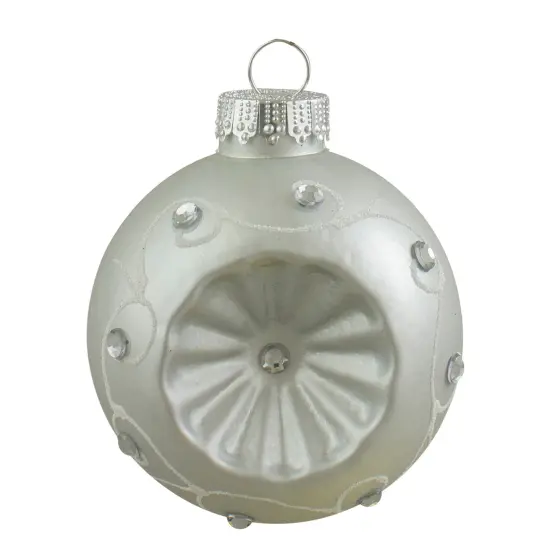 Northlight Jewel Retro Reflector Glass Christmas Ball Ornaments - 3.25" (82mm) - Red and Silver - 6ct {4}