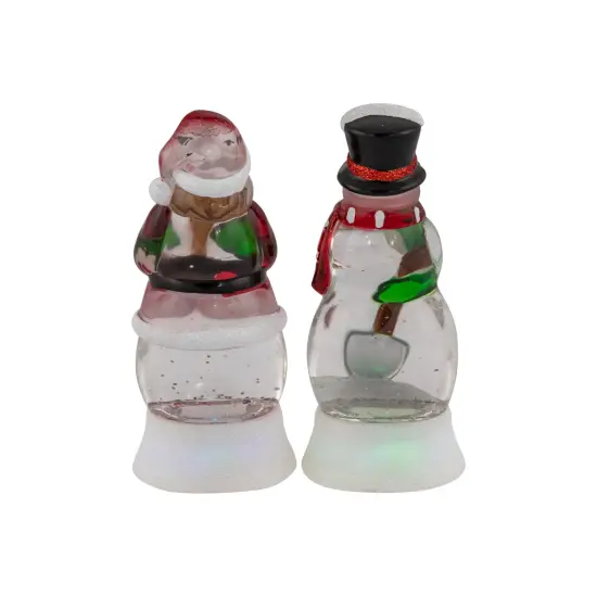 Northlight LED Lighted Color Changing Santa and SnowmanAcrylic Christmas Snow Globes - 6.25" - Set of 2 Red {6}