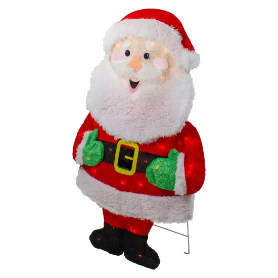 Northlight Lighted 2D Chenille Santa Outdoor Christmas Decoration - 32" - Warm White Lights Red {6}