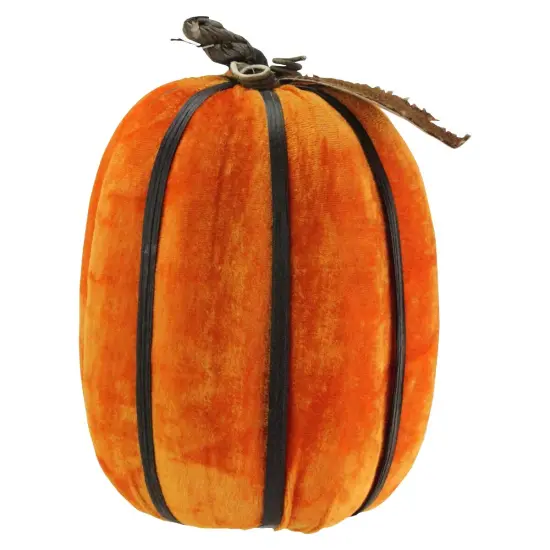 Melrose 12.5" Orange Autumn Fabric Pumpkin with Bamboo Ribs Tabletop Decoration {4}
