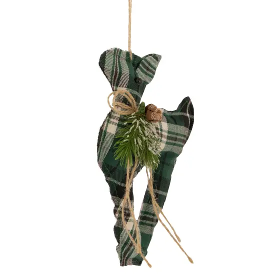 Northlight Plaid Deer with Pine Christmas Ornament - 7.75" - Green {4}