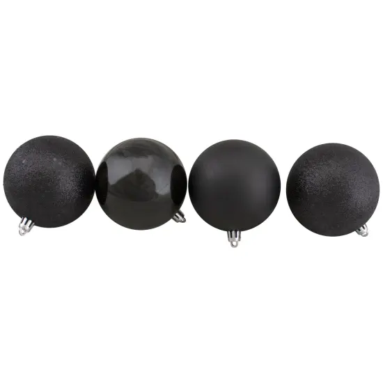 Northlight Shatterproof 4-Finish Christmas Ball Ornaments 3.25" (80mm) - Jet Black - 32ct {4}