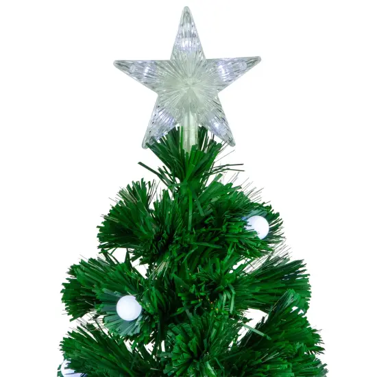 Northlight 3' Pre-Lit Color Changing Fiber Optic Artificial Christmas Tree with Balls Green {4}