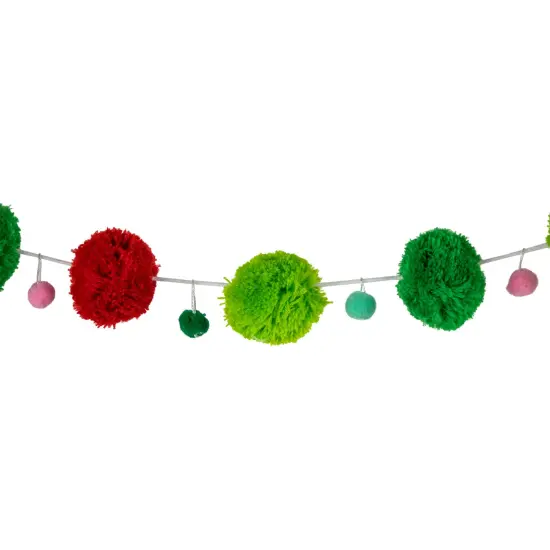 Northlight Pom Pom Christmas Garland - 4' x 2" - Green and Red - Unlit {7}