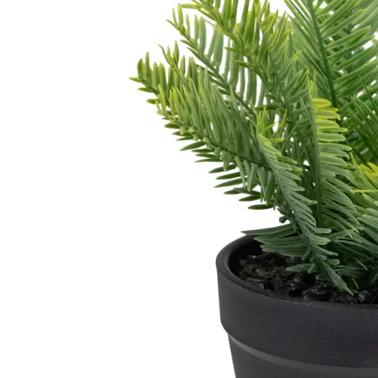 Northlight Artificial Chinese Yew Plant in Black Pot - 7.5" Green {4}
