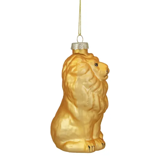 Northlight Standing Lion Glass Christmas Ornament - 4.25" - Golden Yellow {5}