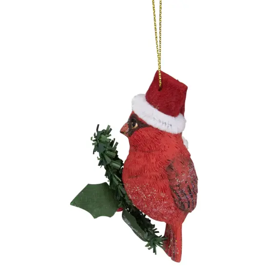 Northlight 3.5" Red Cardinal Bird Wearing Santa Hat Christmas Ornament {6}