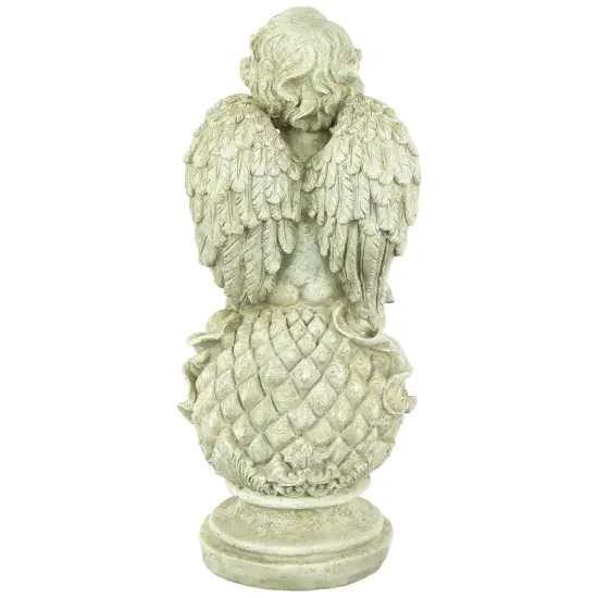 Northlight 18" Cherub Angel Sitting on Finial Outdoor Garden Statue Gray {6}