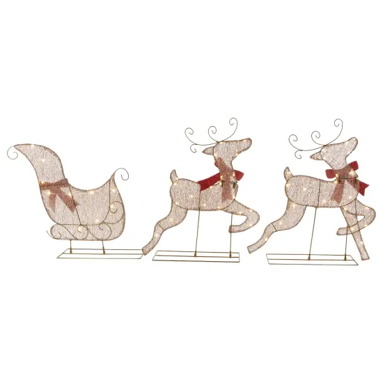 Northlight 3pc LED Lighted Reindeer and Sleigh Outdoor Christmas Decoration Silver {5}