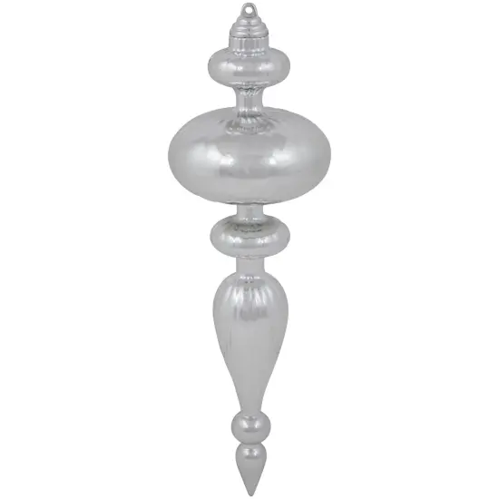 Northlight Commercial Size 2-Finish Christmas Finial Shatterproof Ornaments - Silver -12" - 4ct {6}