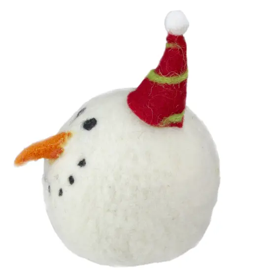 Tii Collections 5" Snowman Head with a Red and Green Striped Hat Christmas Ornament White {4}