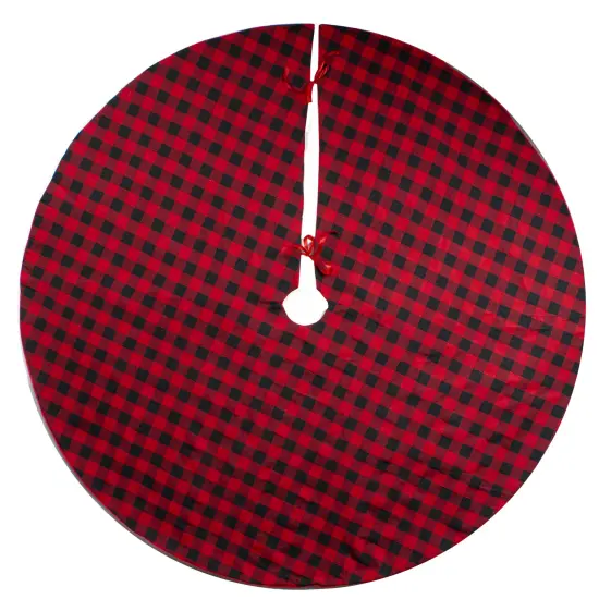 Northlight 48" Red and Black Buffalo Plaid Christmas Tree Skirt {4}