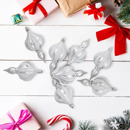 Northlight 8ct Silver Shatterproof Finial Christmas Ornaments, 4.75" {3}