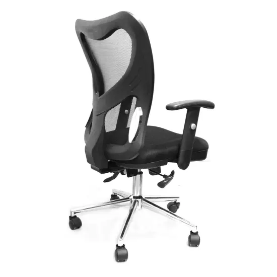 Techni Office Solutions 3' Black and Metallic Silver High Back Mesh Office Chair With Chrome Base {5}